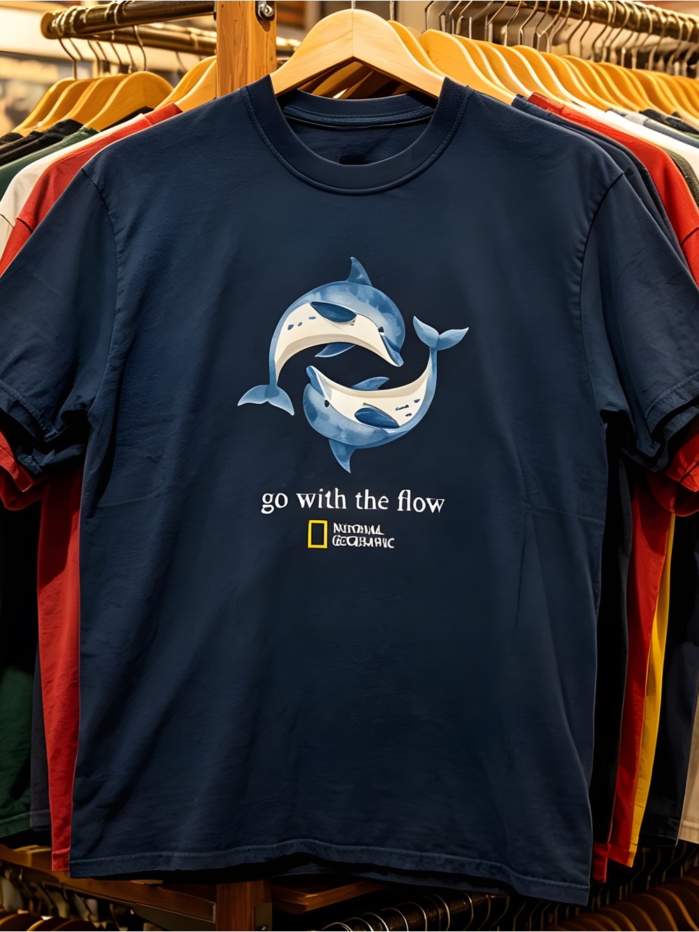 National Geographic "go with the flow" Graphic Tee Women’s Black T-shirt
